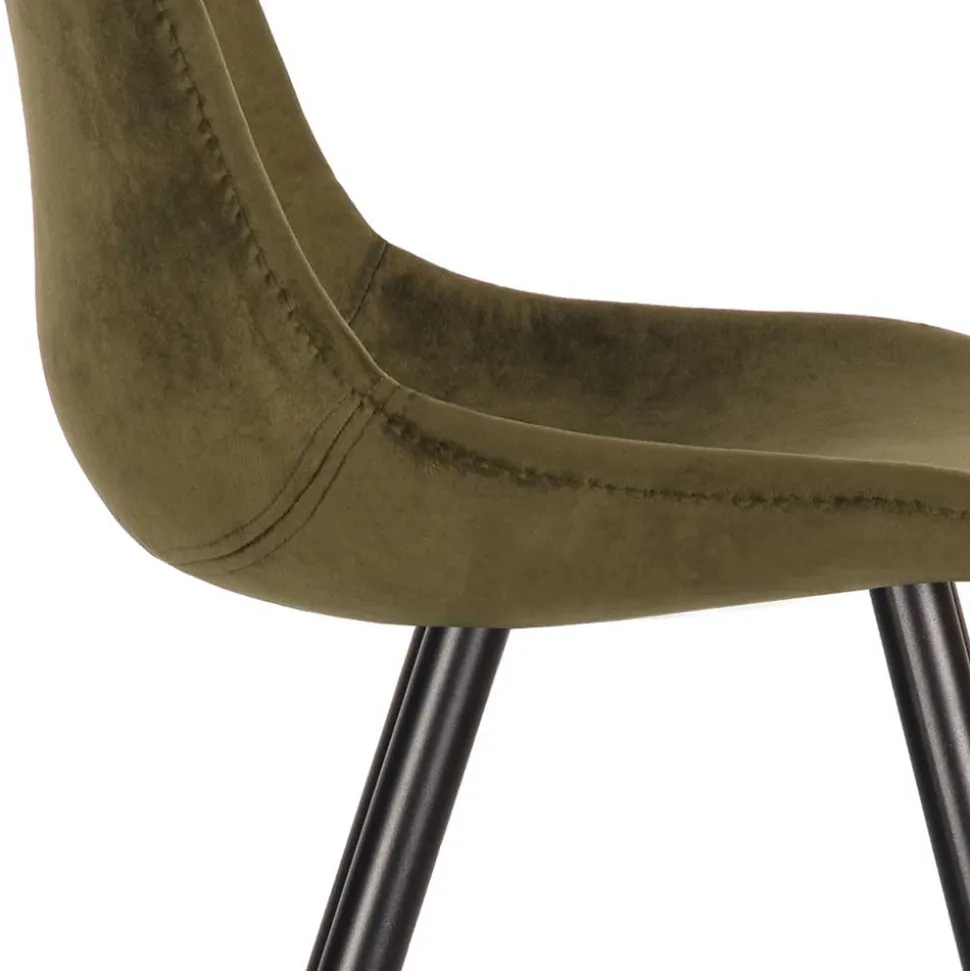Skandi Design Esstischstuhl in Oliv Grün Samt - Kendo (2er Set)
