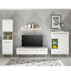 Skandi Designmöbel Wohnwand Set - Ginko (vierteilig)