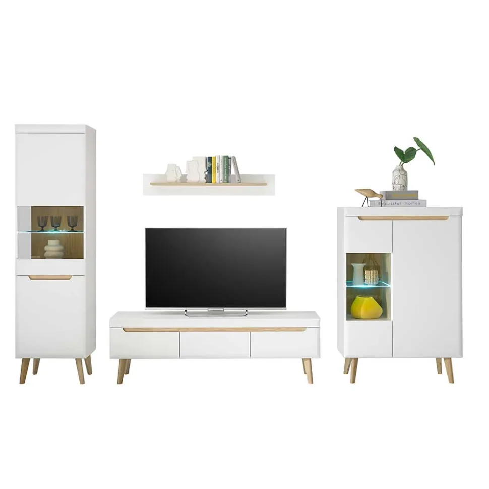 Skandi Designmöbel Wohnwand Set - Ginko (vierteilig)
