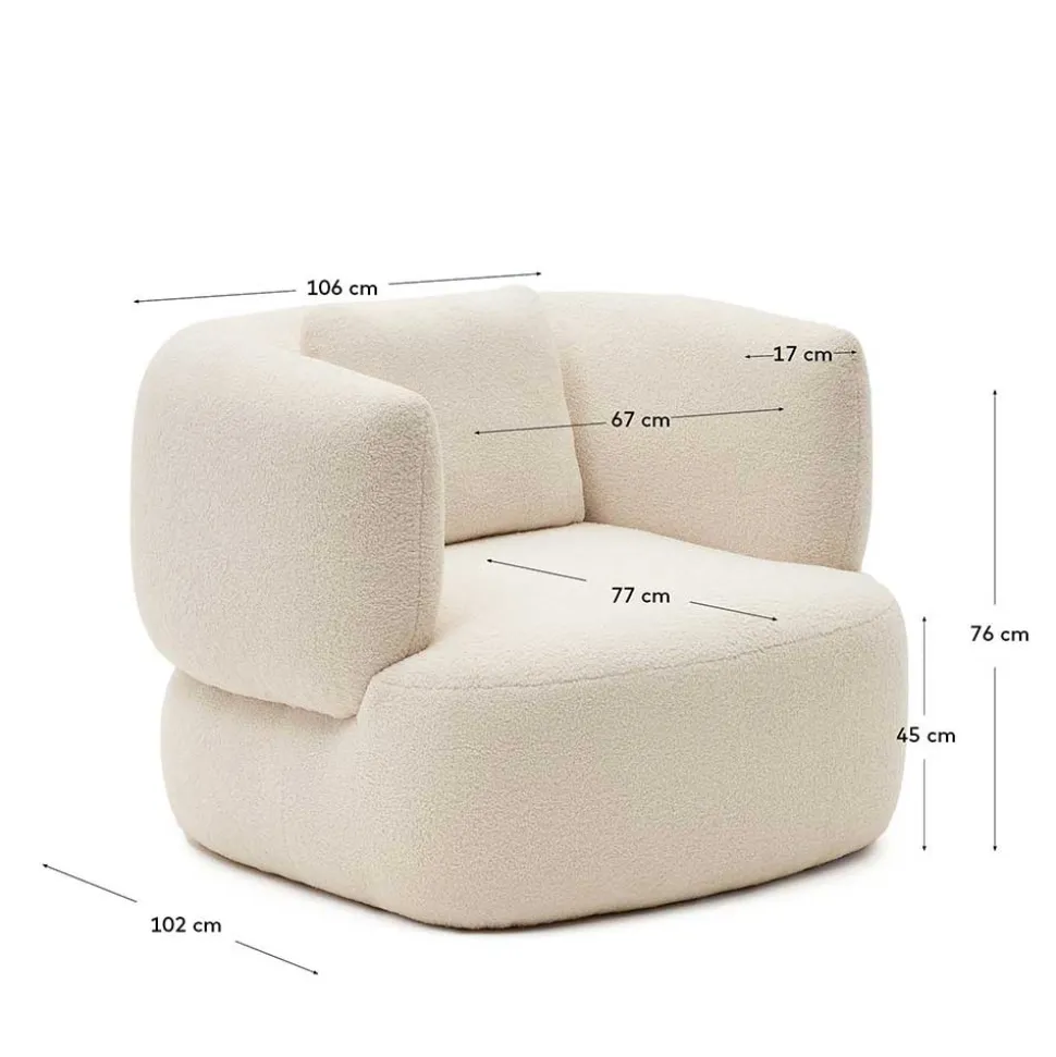 Skandi Designsessel in Offwhite Boucle - Limburg