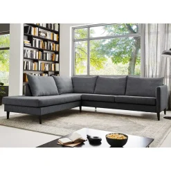 Skandi Ecksofa in Anthrazit mit Schwarz - Soltropa