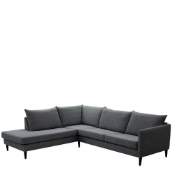 Skandi Ecksofa in Anthrazit mit Schwarz - Soltropa
