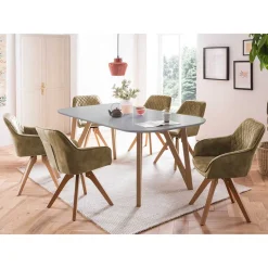 Skandi Essgruppe mit Samtstühlen - Inizio (siebenteilig)