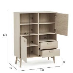 Skandi Highboard in Eiche Weiß - Lametla