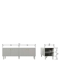 Skandi Lowboard 4-türig in Grau - Huvina