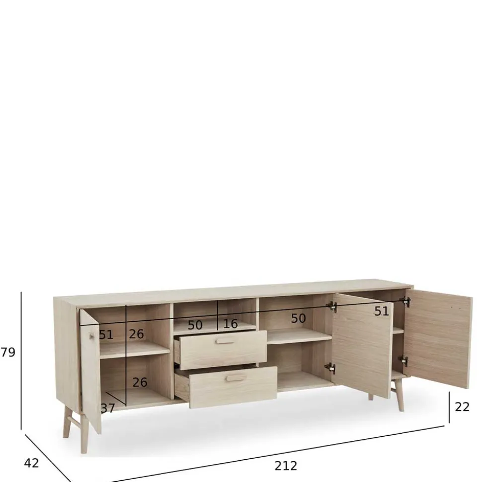 Skandi Sideboard in Eiche Weiß - Lametla