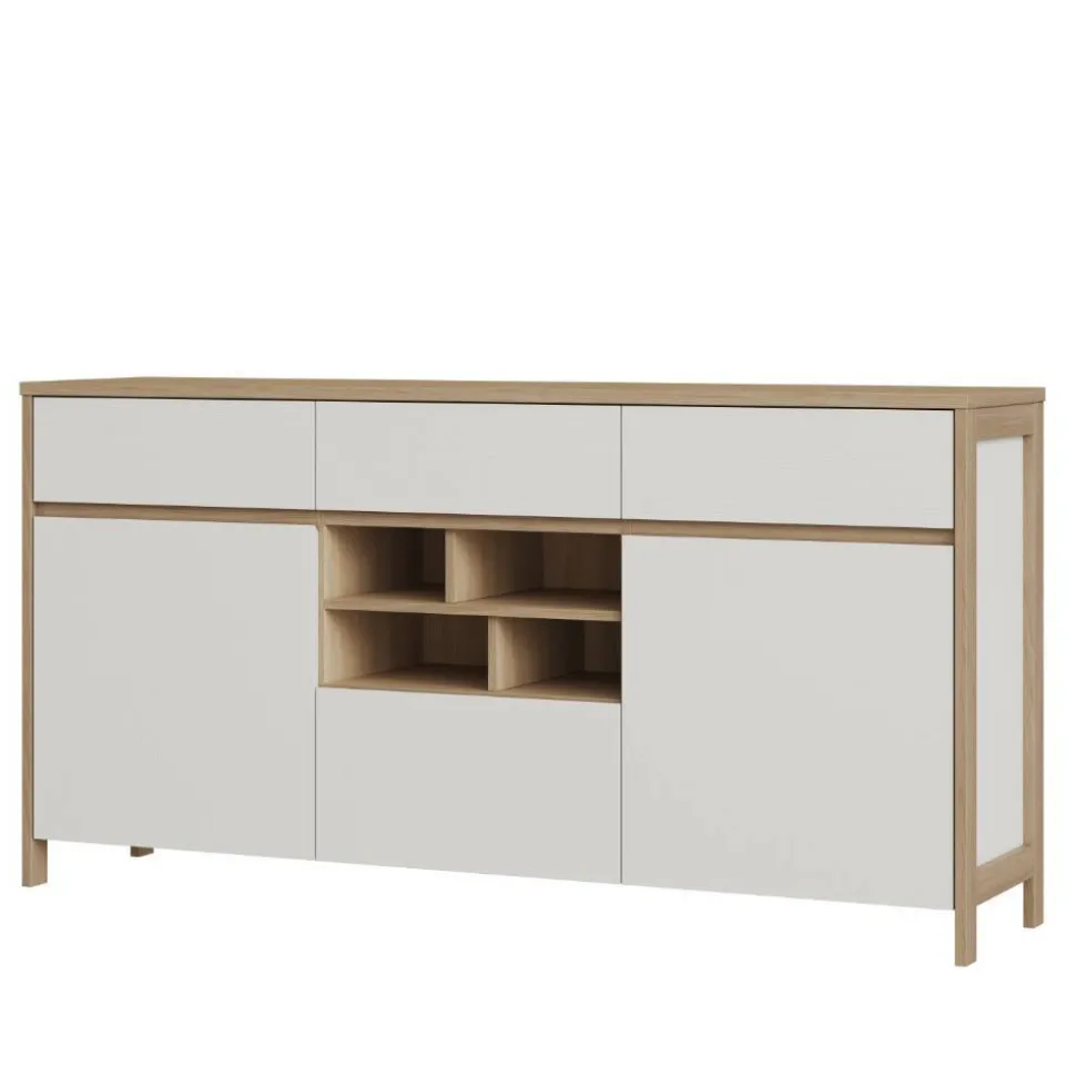 Skandi Sideboard in Weiß und Eiche Dekor - Ovidio