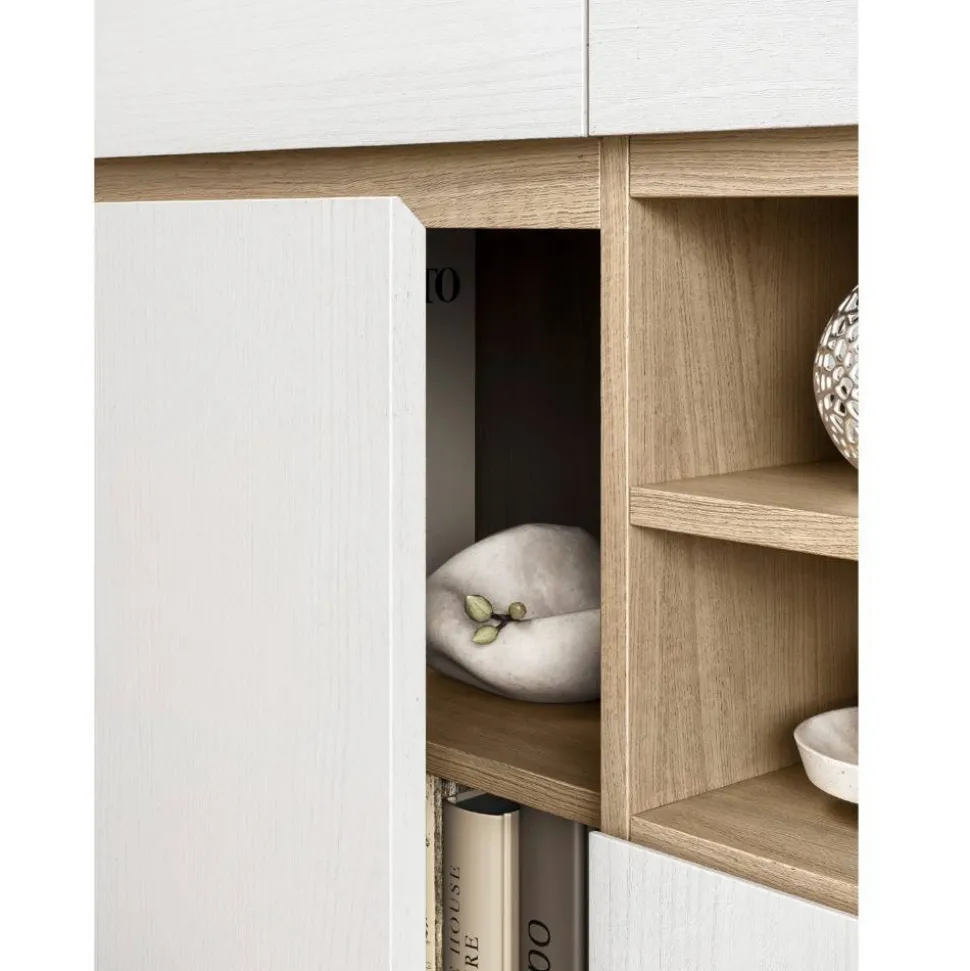 Skandi Sideboard in Weiß und Eiche Dekor - Ovidio