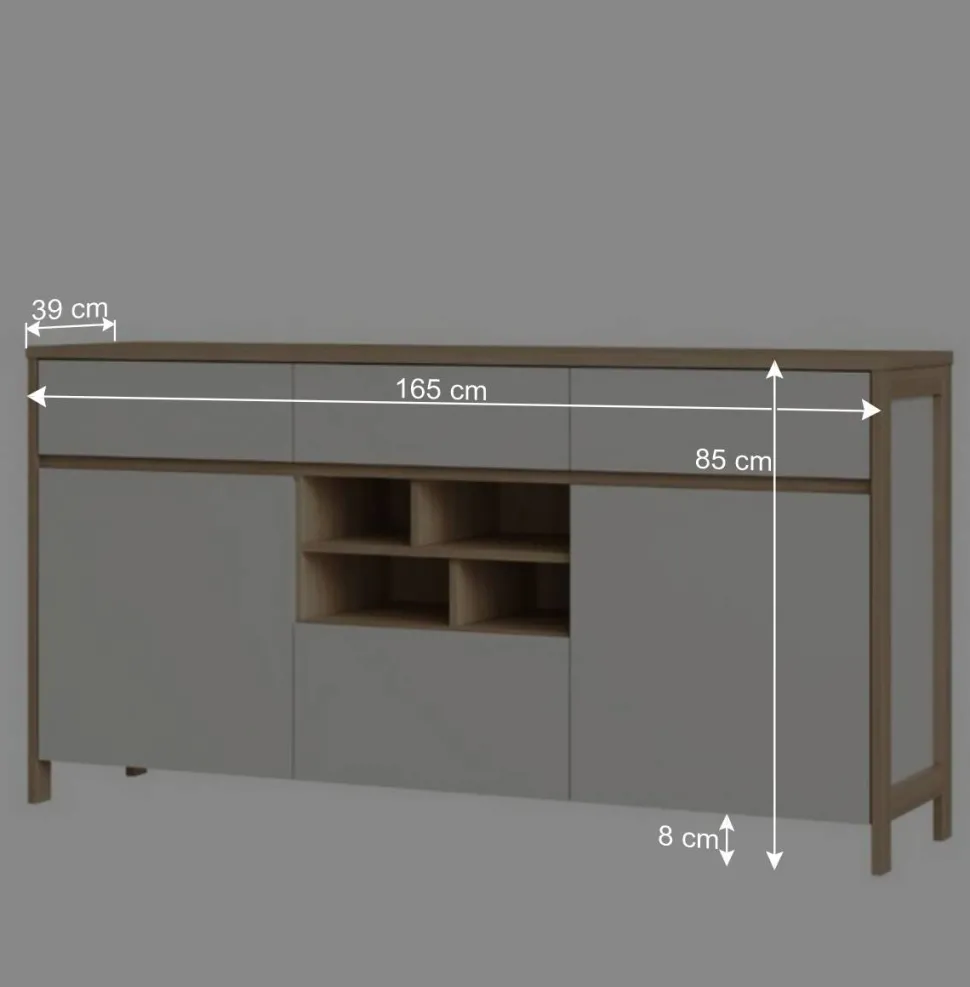 Skandi Sideboard in Weiß und Eiche Dekor - Ovidio