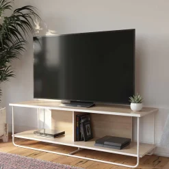 Skandi TV Tisch in Weiß und Natur - Elmavirio