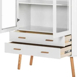 Skandi Vitrine in Weiß und Eiche Natur - Yarisis