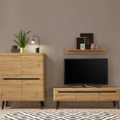 Skandinavische Wohnwand Möbel Set - Olcian (dreiteilig)