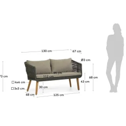 Sofa & Sessel aus Kordel-Geflecht - Lagoas (dreiteilig)