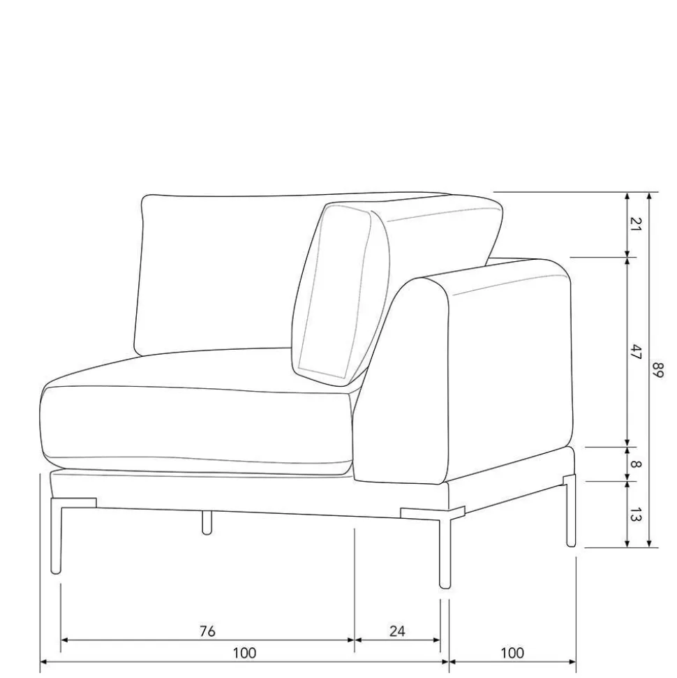 Sofa aus Modulen in Taupe Stoff - Birte