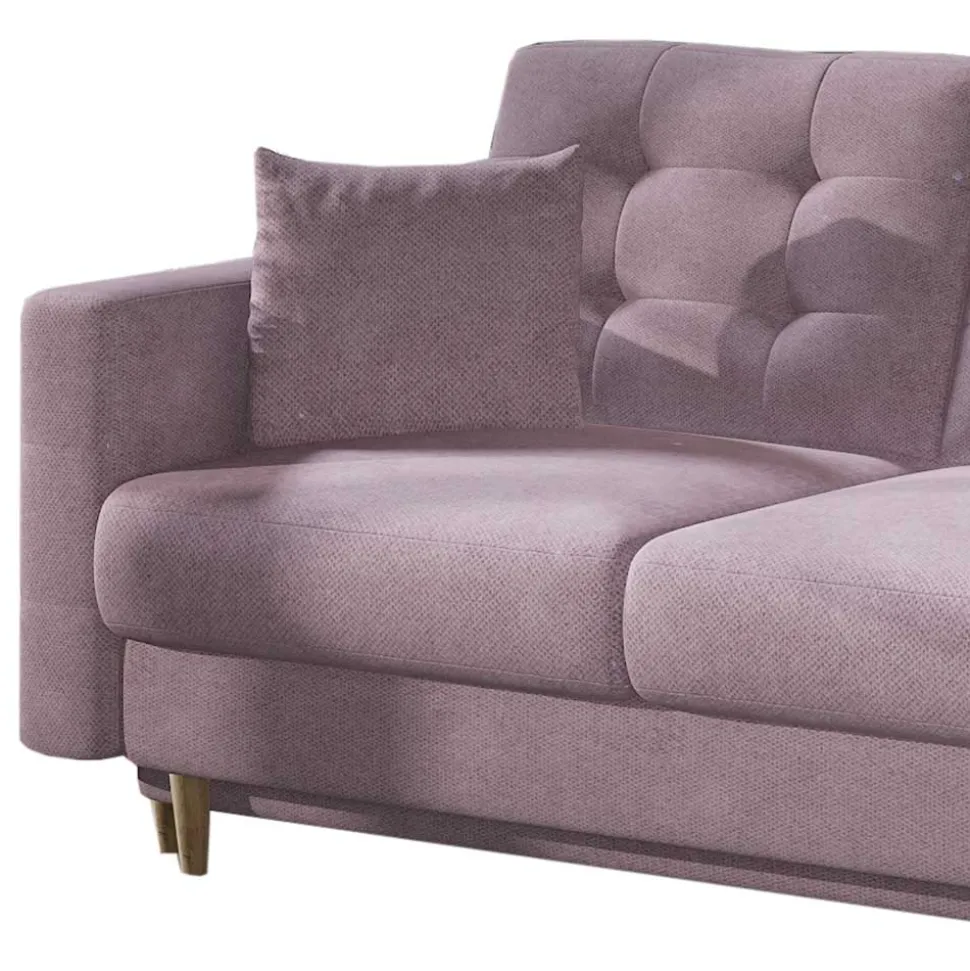 Sofa mit Bettfunktion in Altrosa Samt - Graland