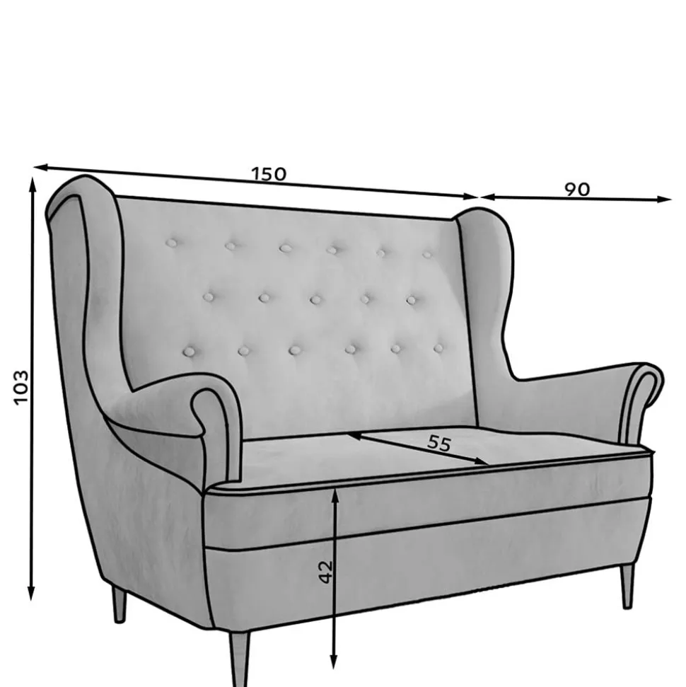 Sofa mit Ohren und Knopfheftungen - Save