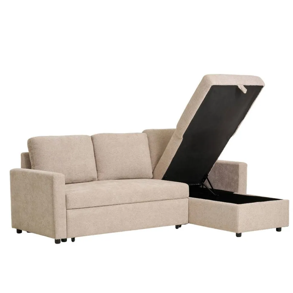 Sofaecke mit Bettfunktion in Beigegrau - Adhipa