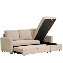 Sofaecke mit Bettfunktion in Beigegrau - Adhipa