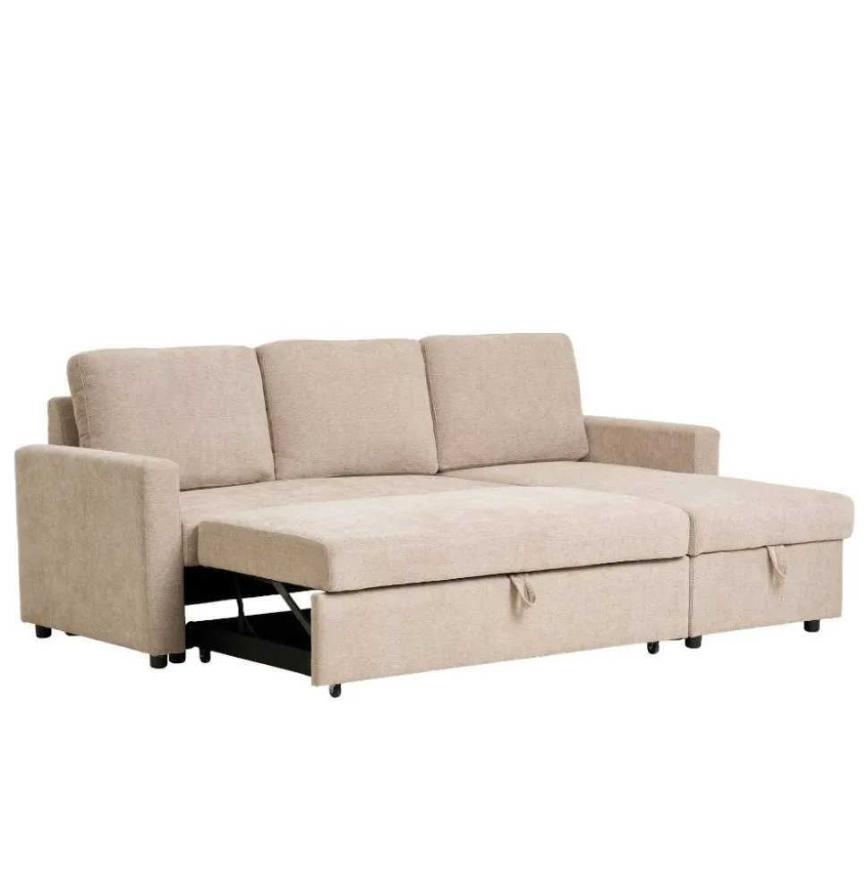 Sofaecke mit Bettfunktion in Beigegrau - Adhipa