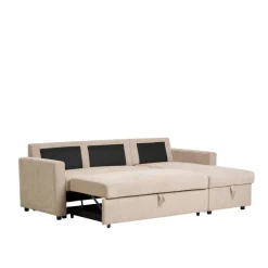 Sofaecke mit Bettfunktion in Beigegrau - Adhipa