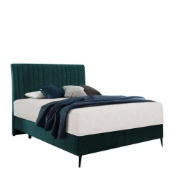 Springboxbett in Petrol Blau Stoff - Custon