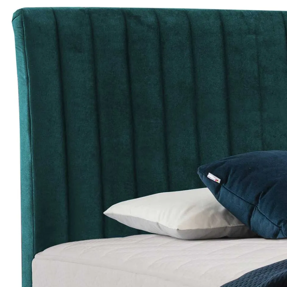 Springboxbett in Petrol Blau Stoff - Custon