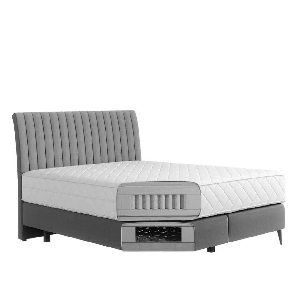 Springboxbett in Petrol Blau Stoff - Custon