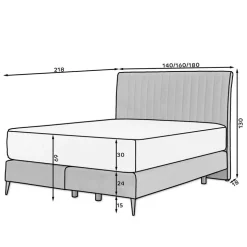 Springboxbett in Petrol Blau Stoff - Custon