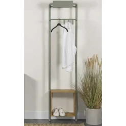 Stahl Garderobe in Graugrün mit Schuhablage - Vientors