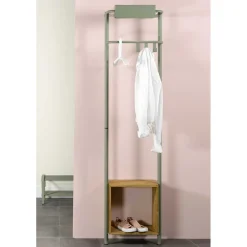Stahl Garderobe in Graugrün mit Schuhablage - Vientors