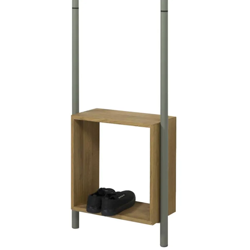 Stahl Garderobe in Graugrün mit Schuhablage - Vientors