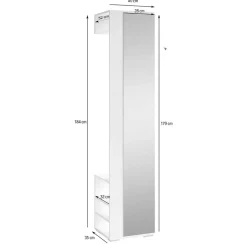 Standgarderobe mit Spiegel in Weiß - Emja