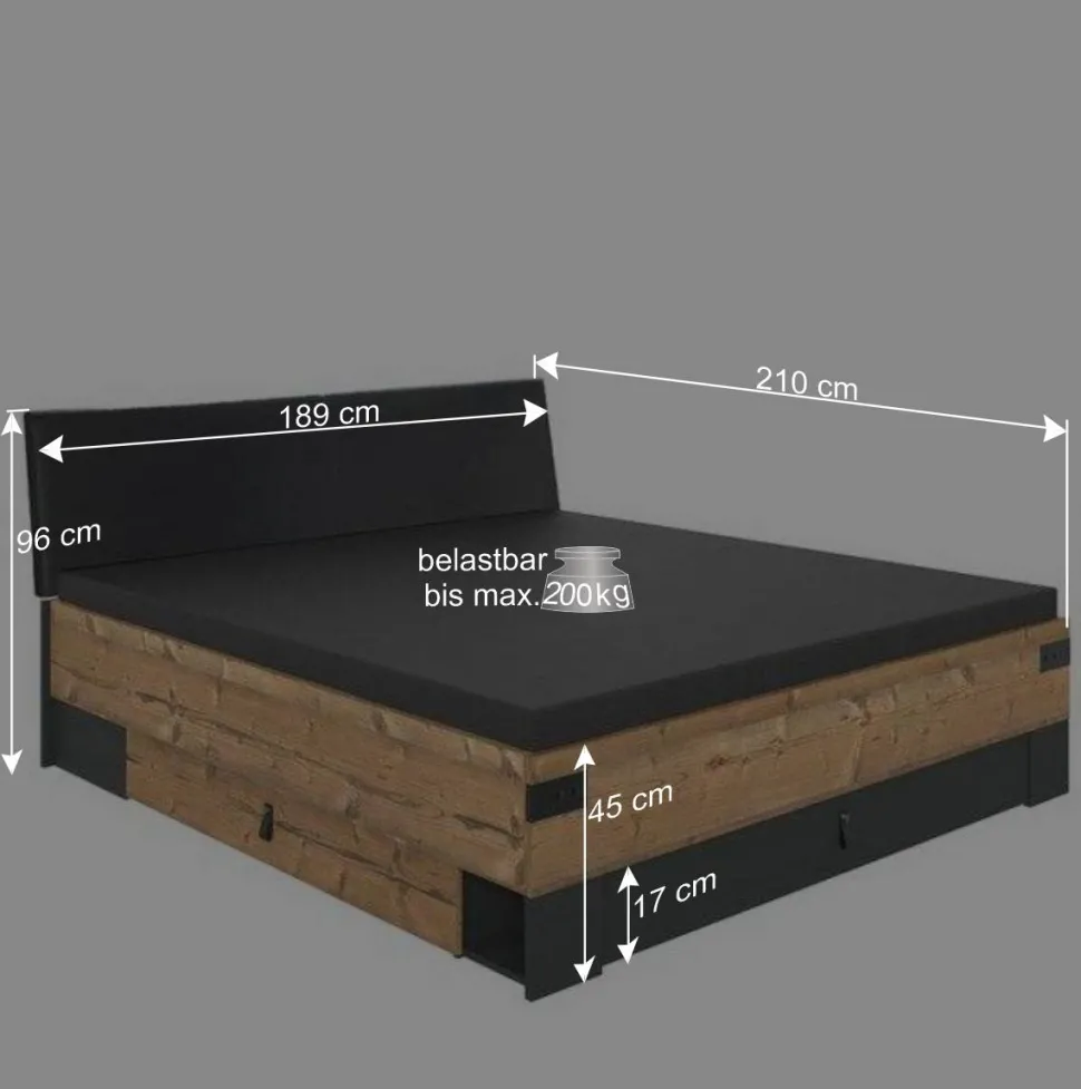 Stauraumbett in Tanne Holzoptik - Ardila
