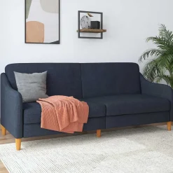 Stoff Schlafcouch in Dunkelblau - Alborg