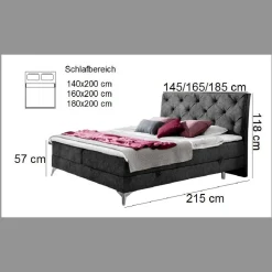 Stoffbett mit Stauraum in Grau - Rentascia