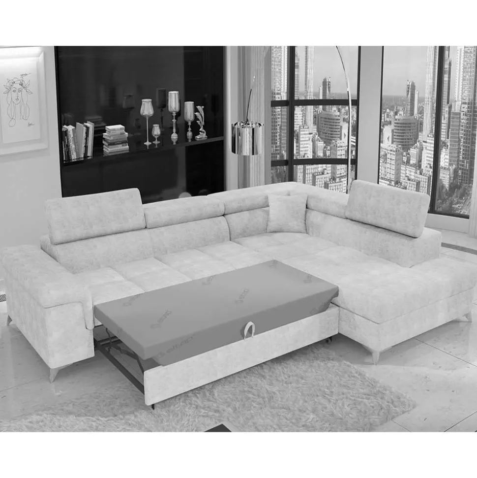Stoffcouch mit Bettfunktion in Taupe - Moglesia