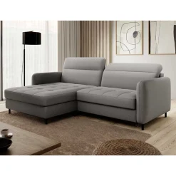 Stoff-Ecksofa in Hellgrau mit Bettfunktion - Alister