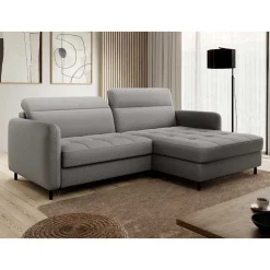 Stoff-Ecksofa in Hellgrau mit Bettfunktion - Alister