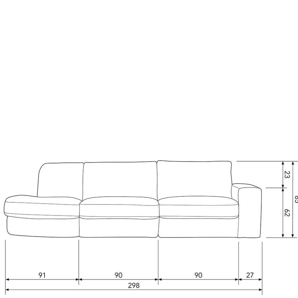Stoffsofa mit Armlehne rechts in Rosa - Jilatov