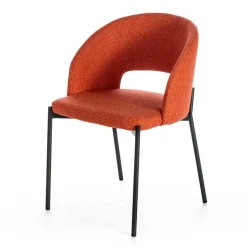 Strukturstoff Polsterstuhl in Orange - Megida (2er Set)