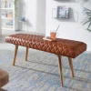 Stylische Lederbank mit Rautensteppung - Barrena