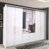 Stylischer Schlafzimmer Schrank in Weiß Glas glänzend - Dolienca