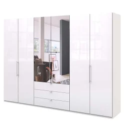 Stylischer Schlafzimmer Schrank in Weiß Glas glänzend - Dolienca