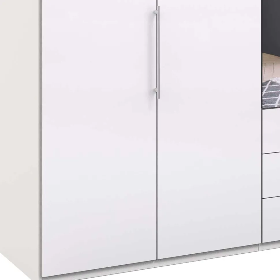 Stylischer Schlafzimmer Schrank in Weiß Glas glänzend - Dolienca
