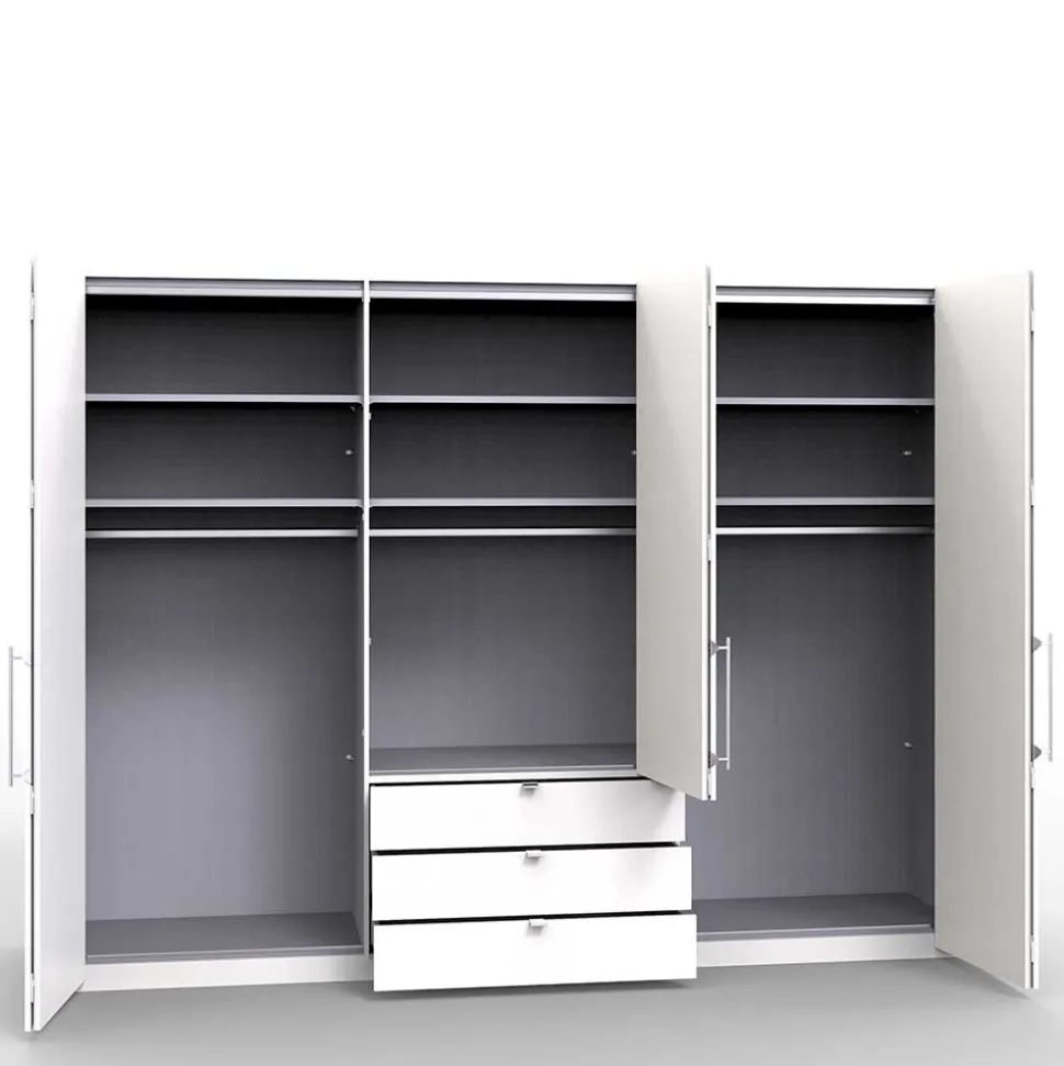 Stylischer Schlafzimmer Schrank in Weiß Glas glänzend - Dolienca