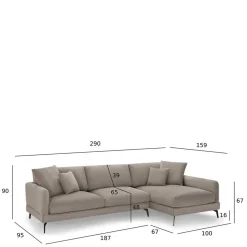 Taschenfederkern Eckcouch in Beige - Kosmyna