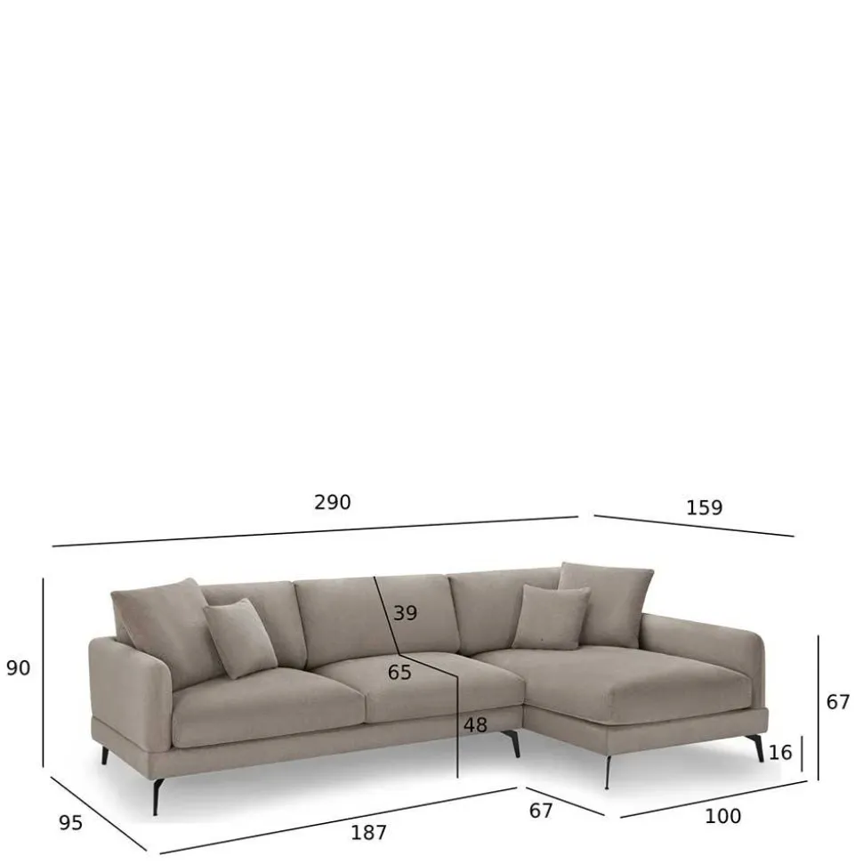 Taschenfederkern Eckcouch in Beige - Kosmyna