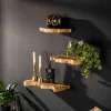 Teak Wandboard Trio mit Naturkanten - Matthis (dreiteilig)