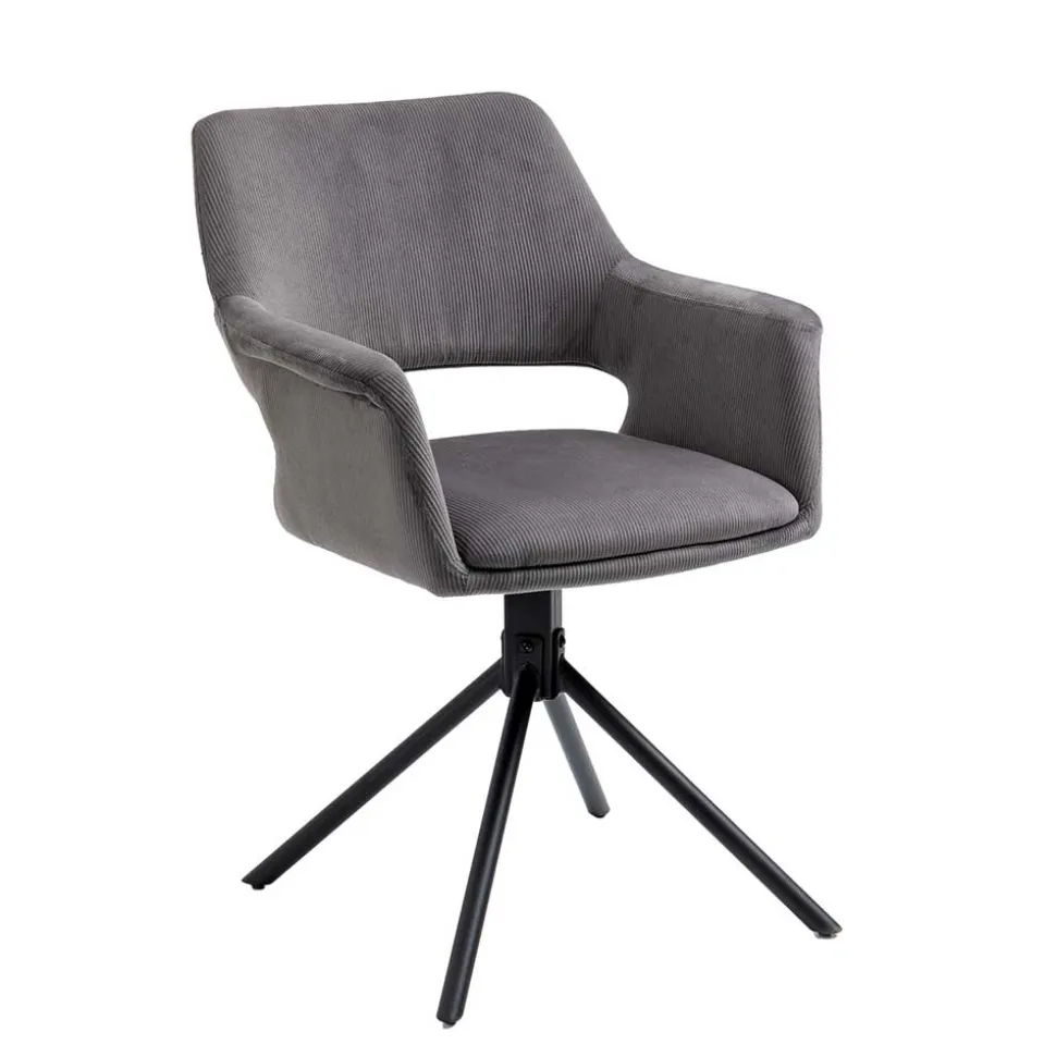 Tischsessel in Grau Cord - Marc (2er Set)