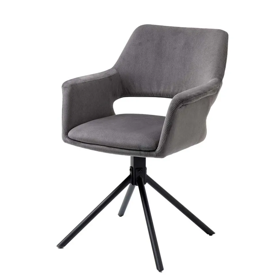 Tischsessel in Grau Cord - Marc (2er Set)